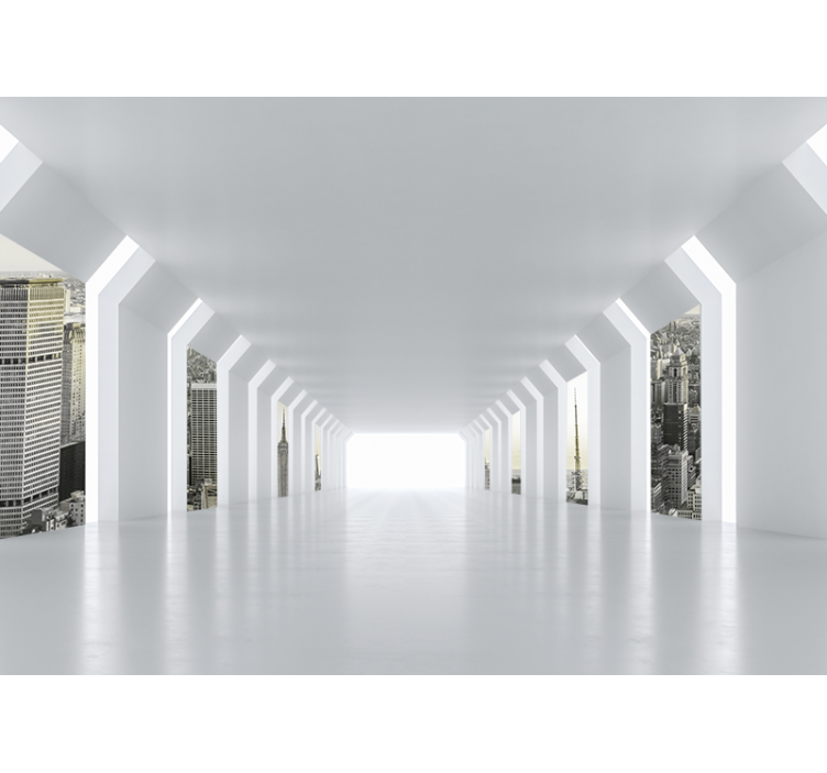 City wall mural futuristic cityscape design - TenStickers