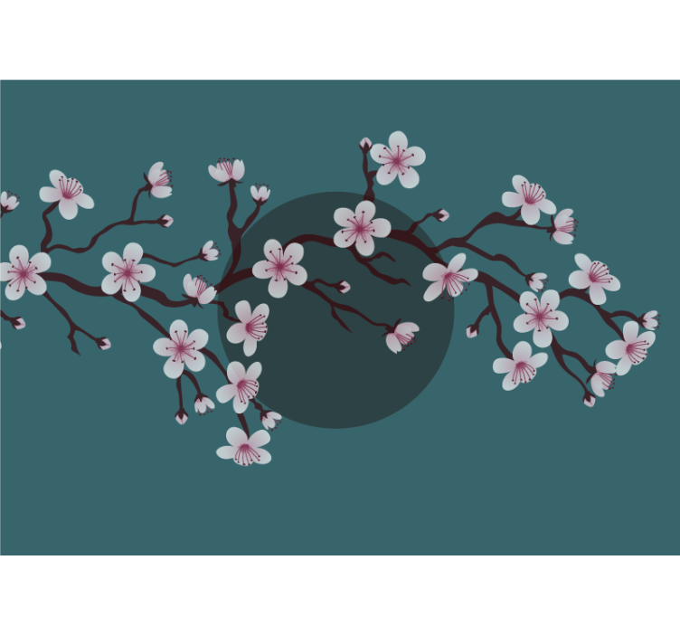 Flower wall mural blossoming cherry branch - TenStickers