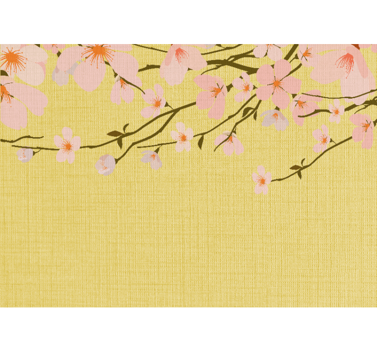Flower wall mural blossoming cherry branches - TenStickers