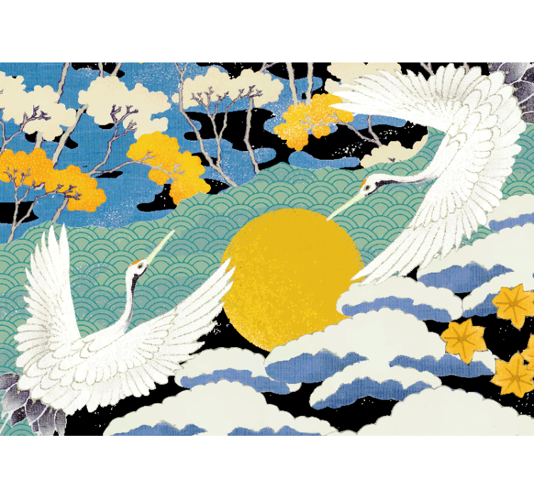 Cranes and Sun wall mural nature - TenStickers