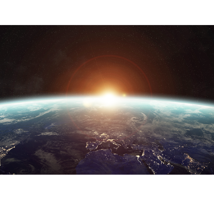 Space wall mural earth dawn view - TenStickers