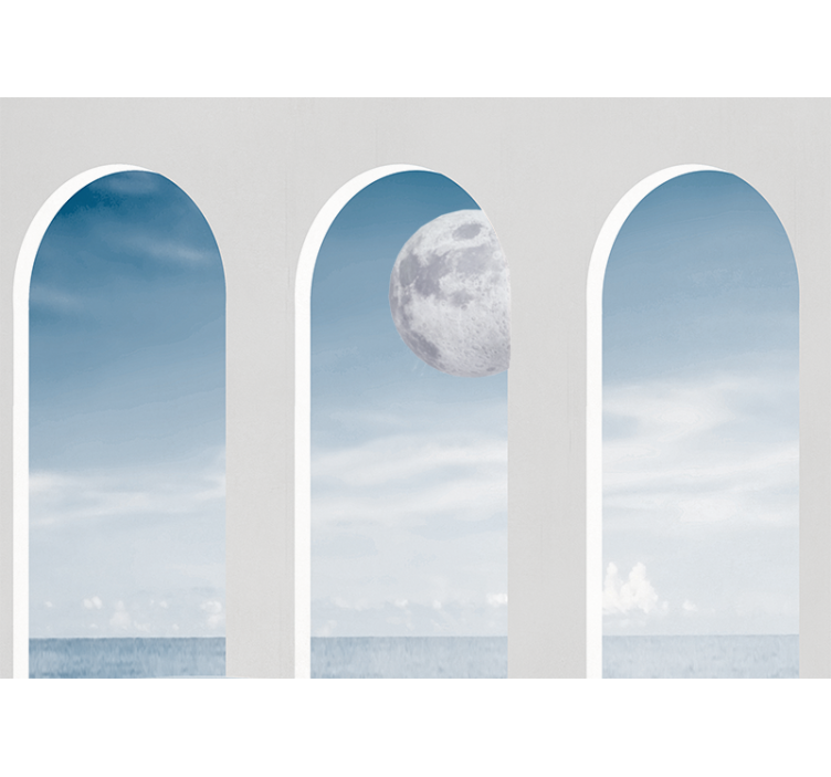 dyllic moon light in greece Sky Wall Mural - TenStickers