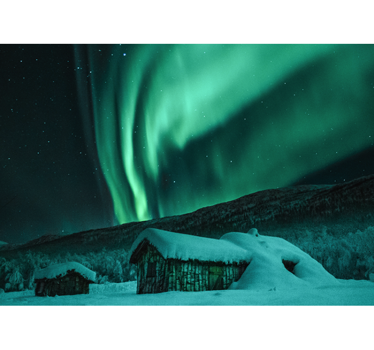 Wall mural mountain snowy landscape aurora - TenStickers