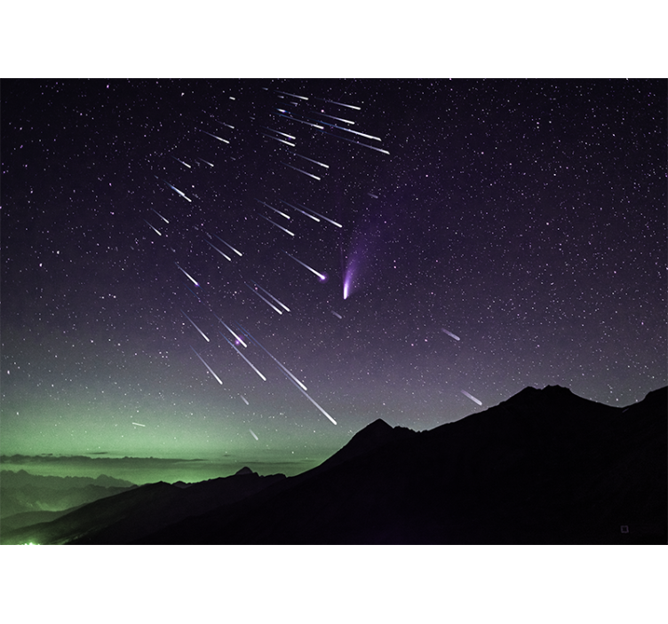 Space wall mural shooting stars night sky - TenStickers
