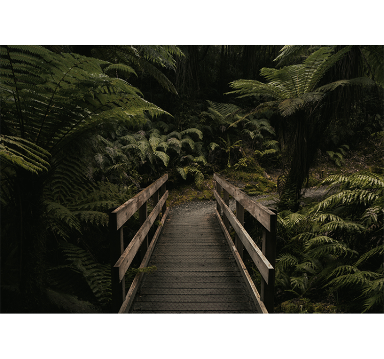 Forest wall mural timber bridge pathway - TenStickers