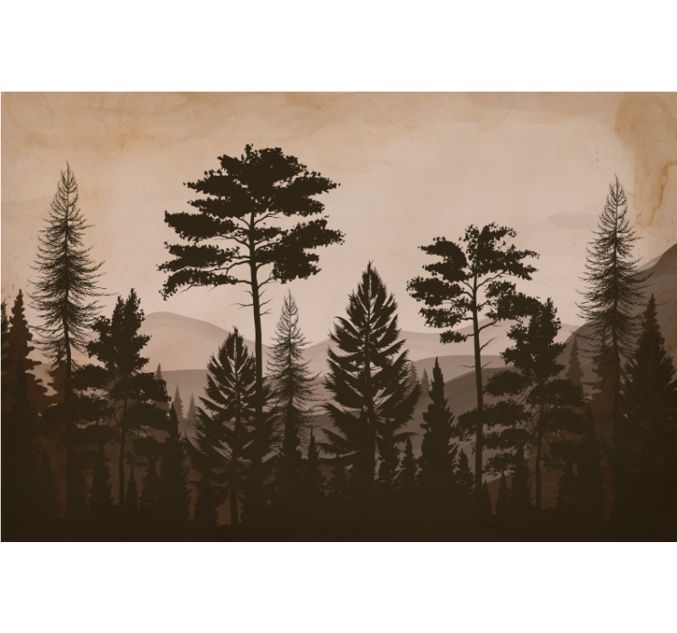 Wall mural nature silhouette forest landscape - TenStickers