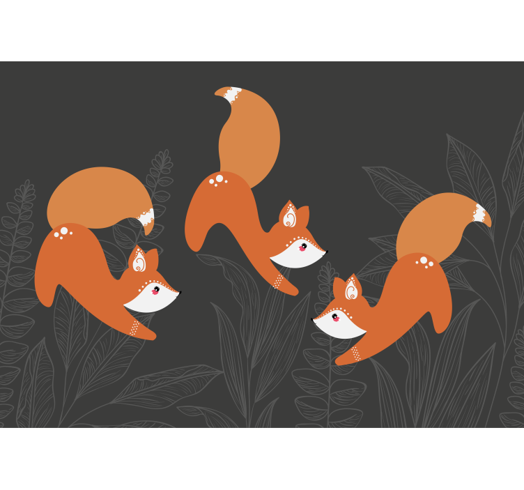 Cheerful foxes play childrens wall mural - TenStickers