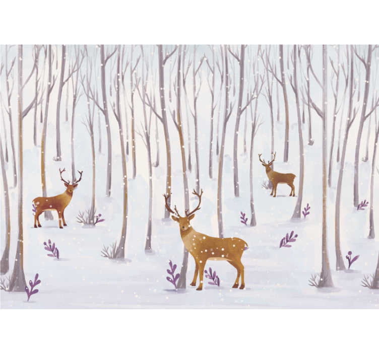 Scandinavian winter forest Forest Wall Mural - TenStickers