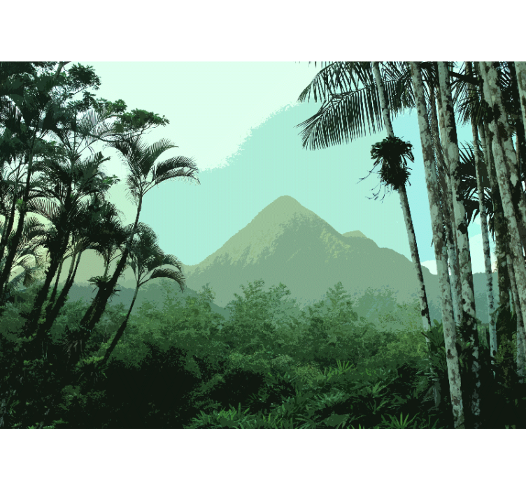 Forest wall mural mountain jungle scene - TenStickers