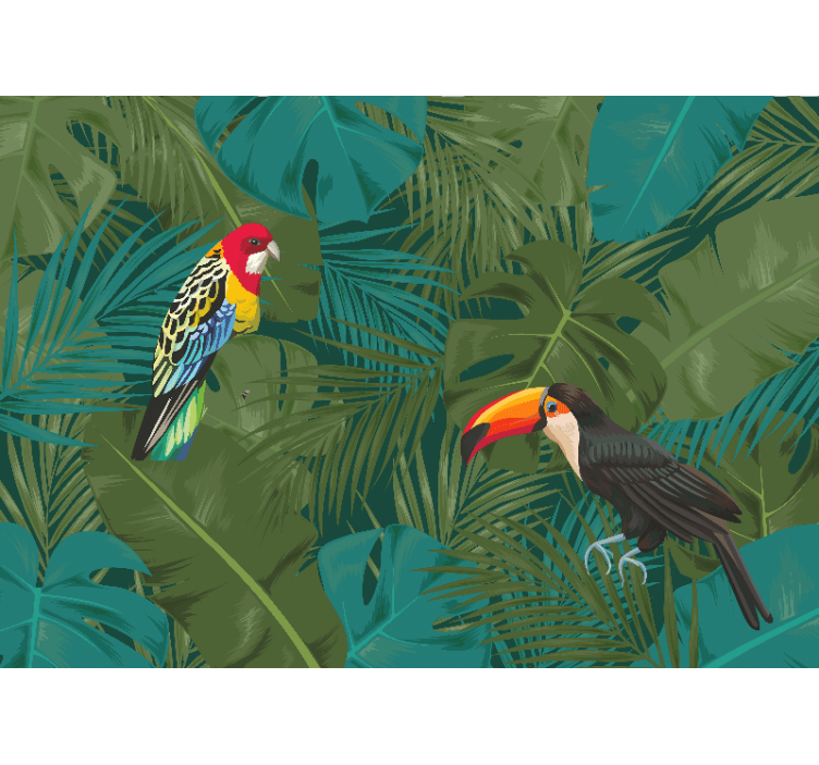 Animals wall mural tropical parrots display - TenStickers