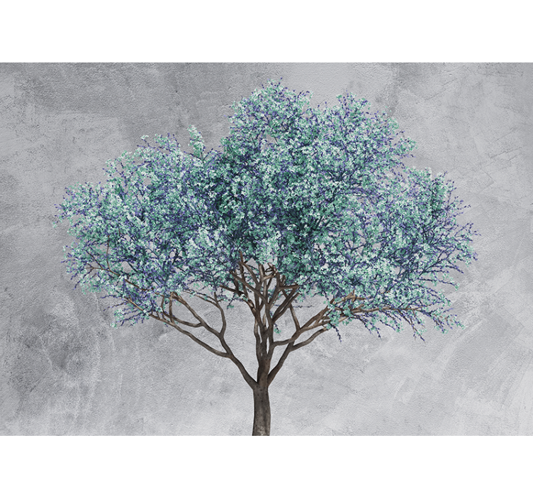 Minimalistic tree blue flower nature wall mural - TenStickers
