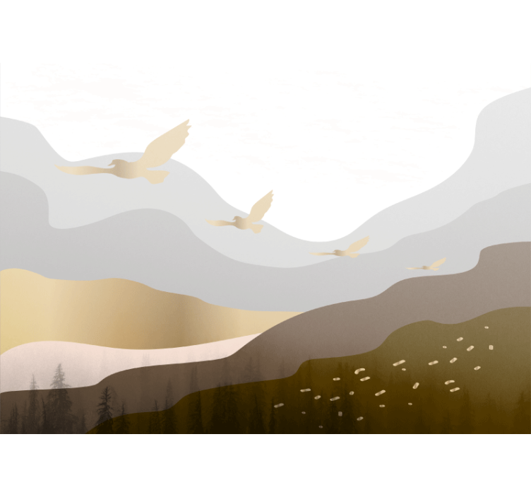 Wall mural nature flying bird silhouettes - TenStickers