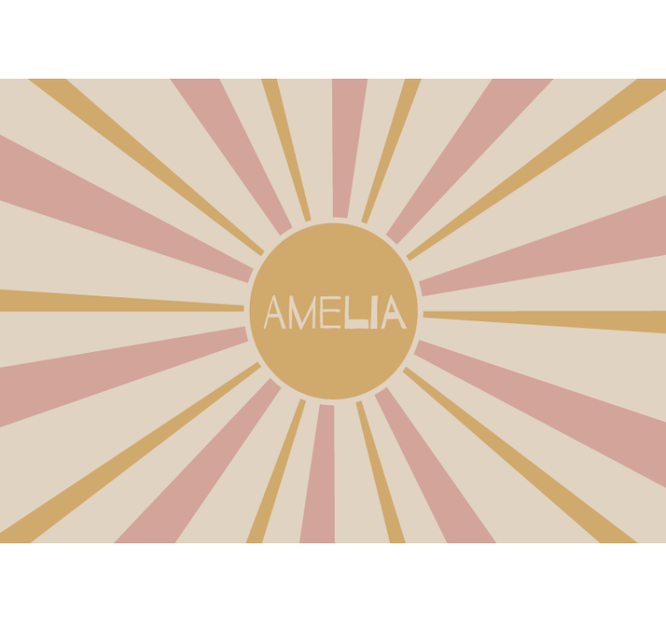 Quote wall mural sunburst personalized name - TenStickers