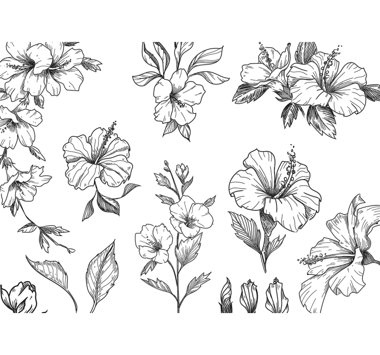 Flower wall mural hibiscus floral design - TenStickers