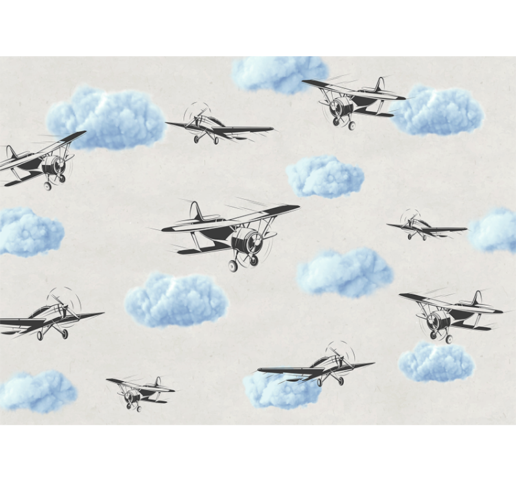 Airplanes in the sky wall mural - TenStickers