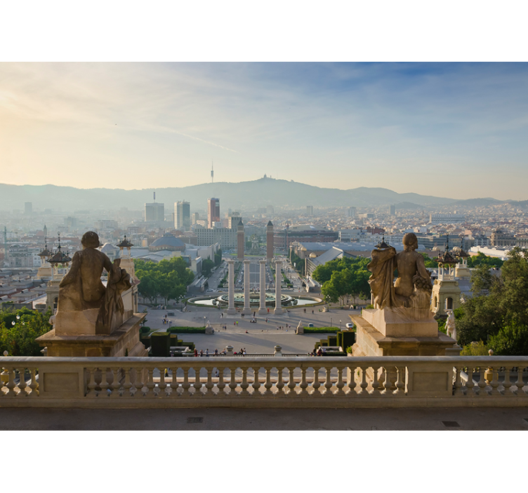 Barcelona Panoramic View barcelona wall mural - TenStickers