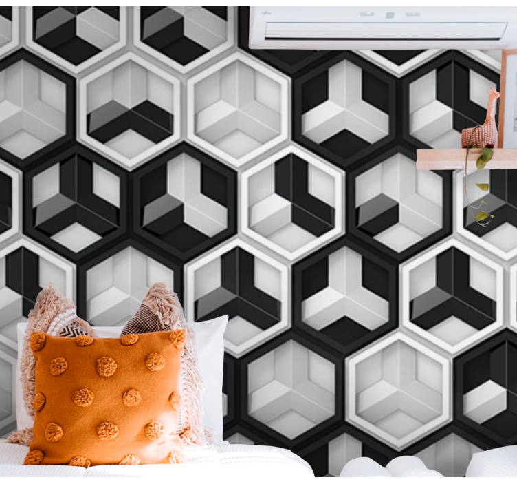 3D black and white geometry 3D Wall Mural - TenStickers