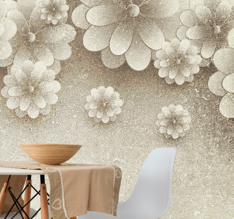 3d flowers grey color Marriage Wall Murals - TenStickers
