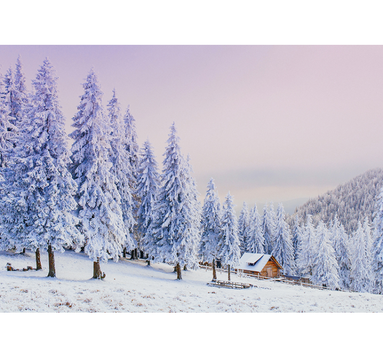 Beautiful winter trees and house Forest mural - TenStickers
