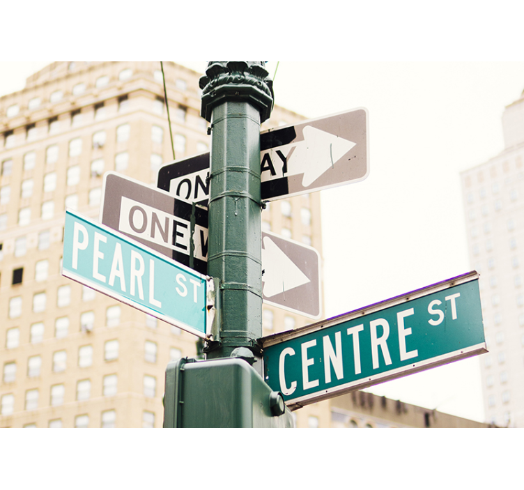 City wall mural street signage intersection decor - TenStickers
