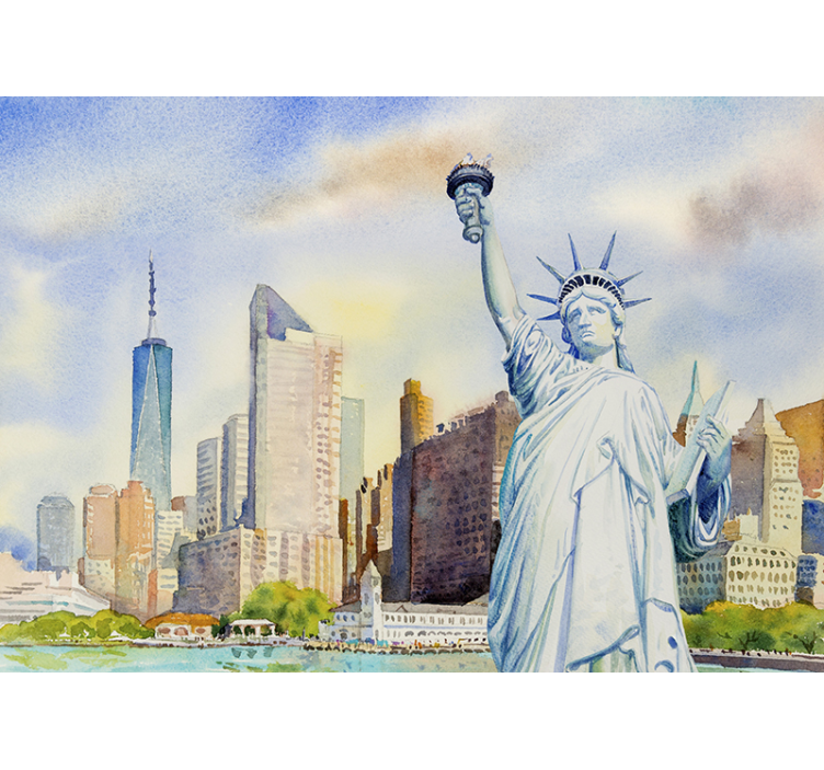 Watercolor Statue Liberty New York wall mural - TenStickers
