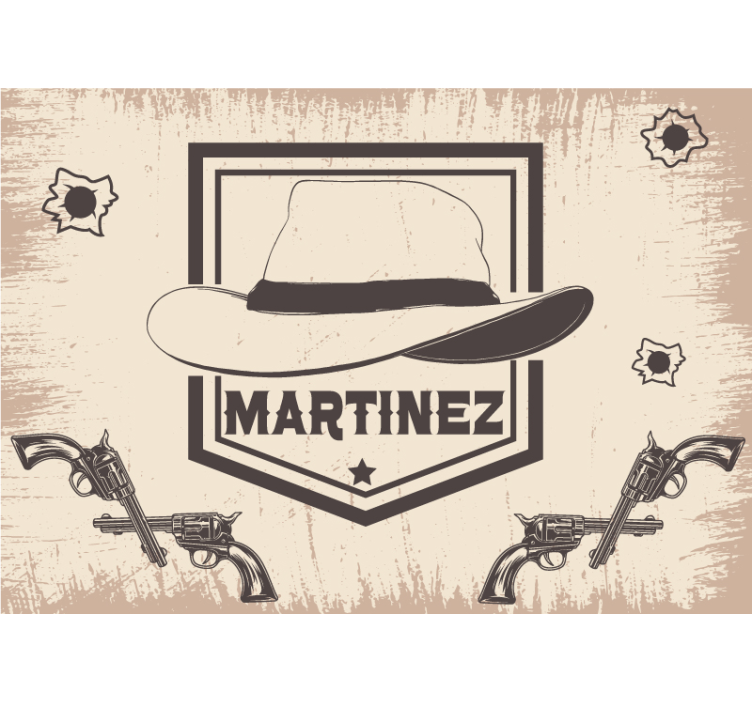 Cowboy hat with name Lounge Photo Wallpaper - TenStickers
