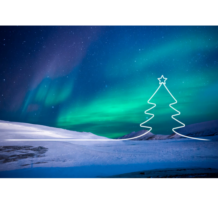 Christmas wall mural northern lights scene - TenStickers