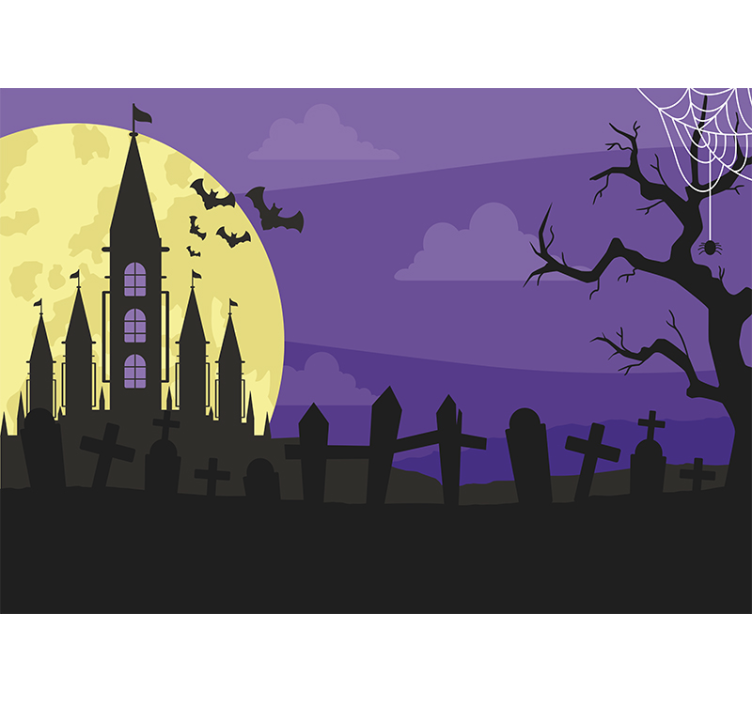 Wall mural halloween spooky castle scene - TenStickers