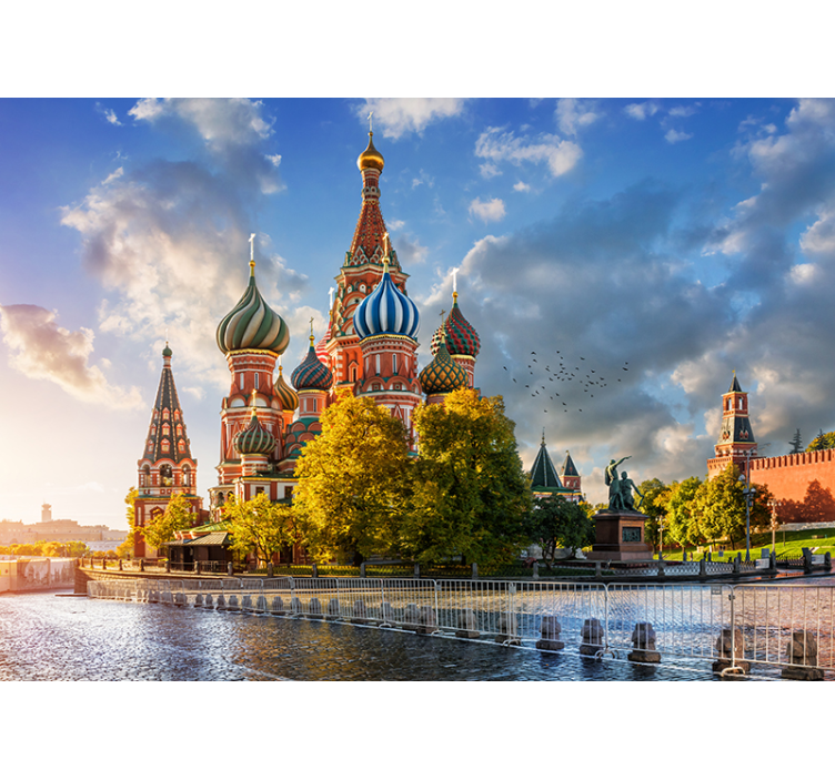 City wall mural saint basil's cathedral - TenStickers