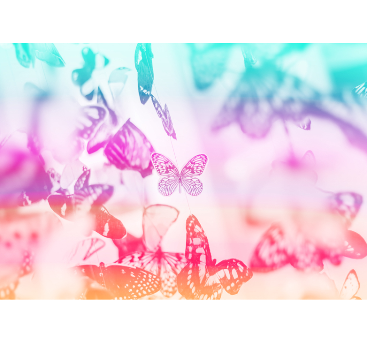 Flower wall mural butterfly garden scene - TenStickers