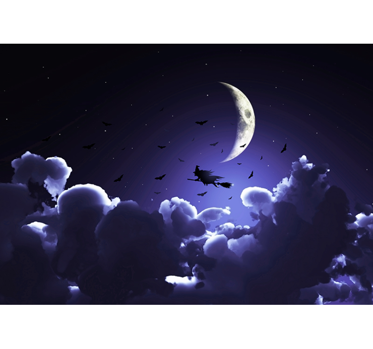 Wall mural fantasy moonlit witch scene - TenStickers