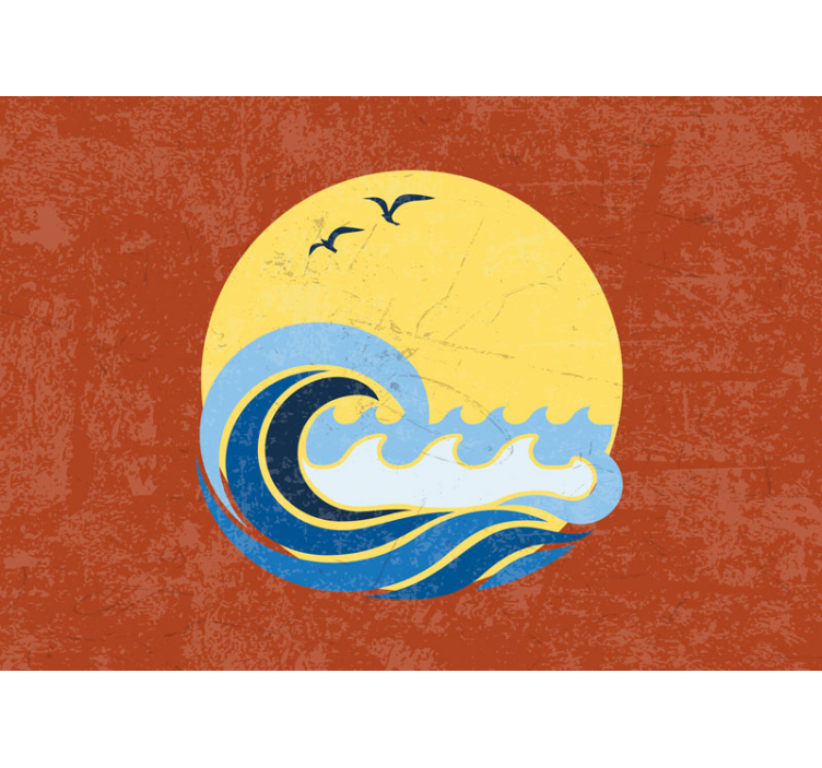 Sun, Beach and Wave vintage wall mural - TenStickers