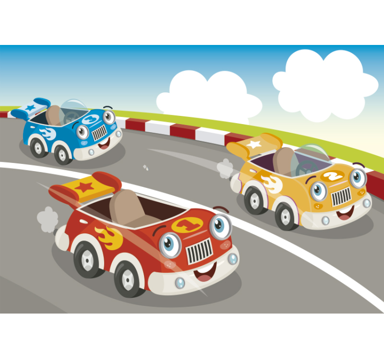 Wall mural vehicle cartoon racing cars - TenStickers