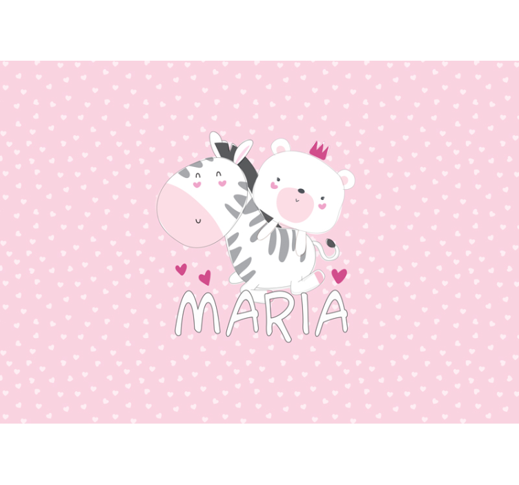 Baby Zebra and bear name custom wall mural - TenStickers