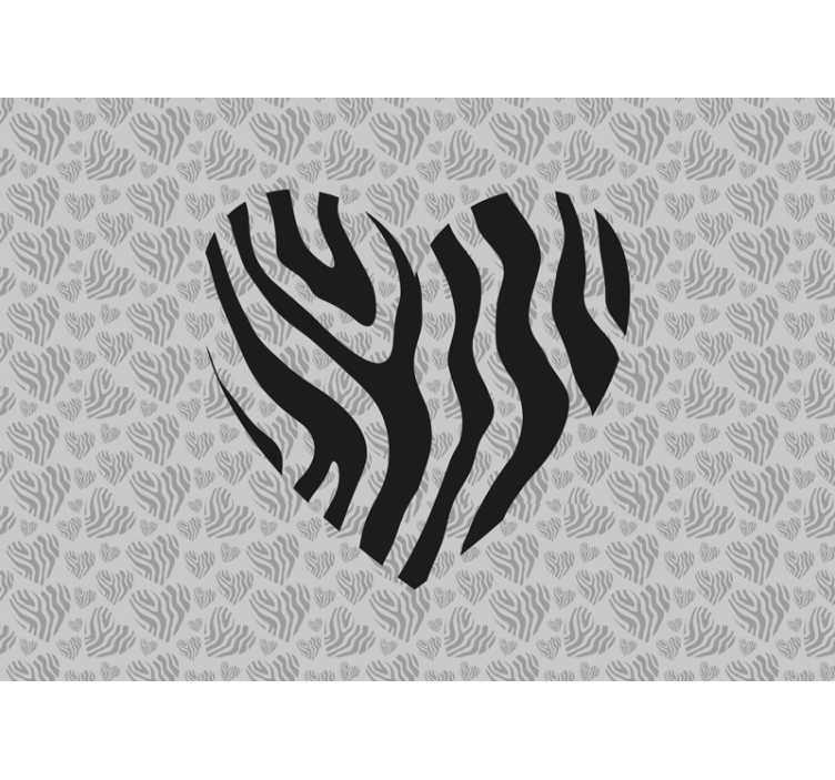 Zebra animal print heart romantic wallmural - TenStickers