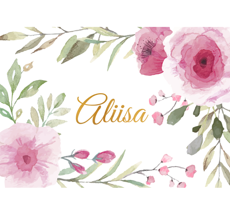 Customized name flowery custom wall mural - TenStickers