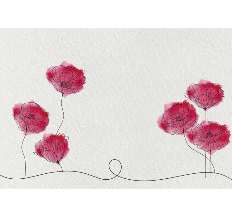 Poppy wall mural delicate poppy flowers - TenStickers