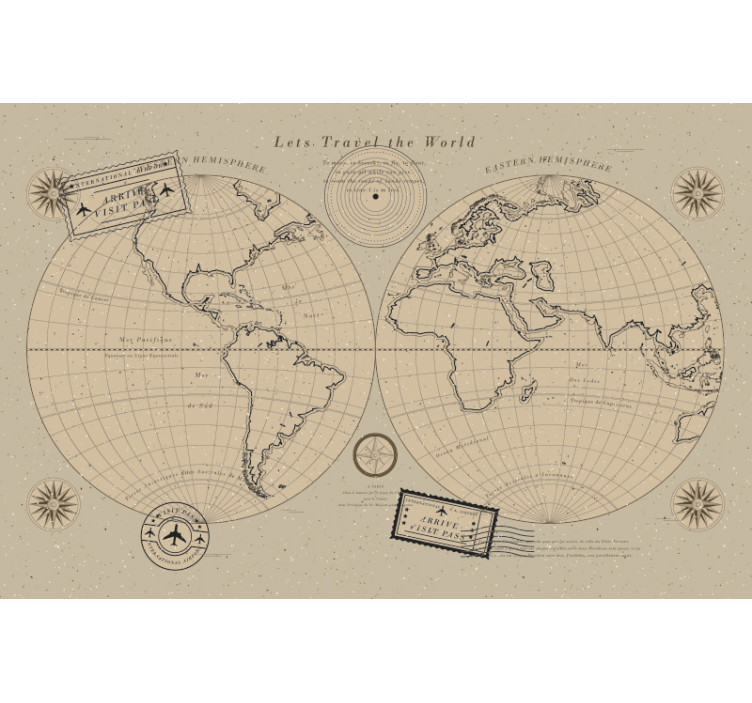 World map wallpaper vintage global map - TenStickers