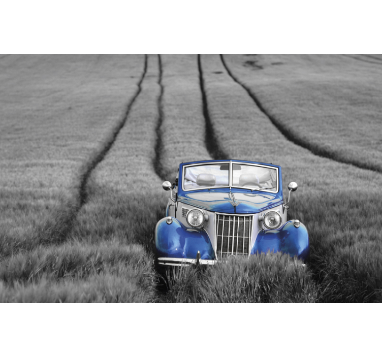 Rusty blue car black and white wall mural Car - TenStickers