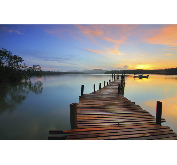 Deck to the ocean and sky lake wall mural - TenStickers