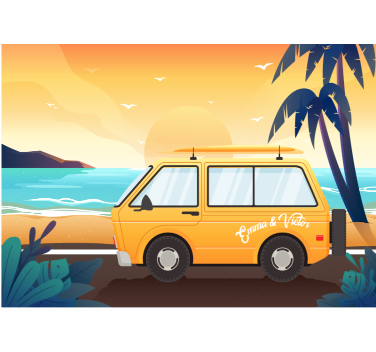 Caravan by the sea custom wall mural - TenStickers