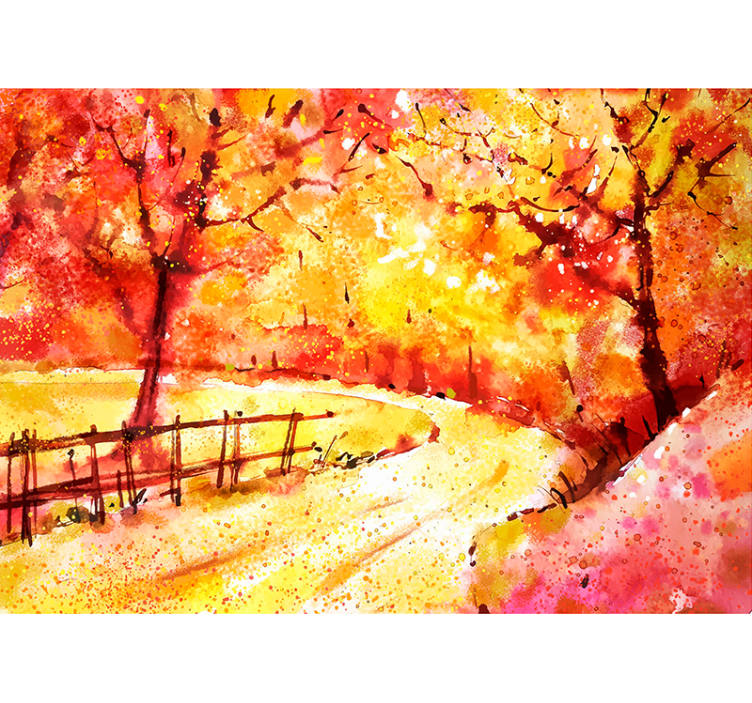 Landscape wall mural autumn scenic path - TenStickers