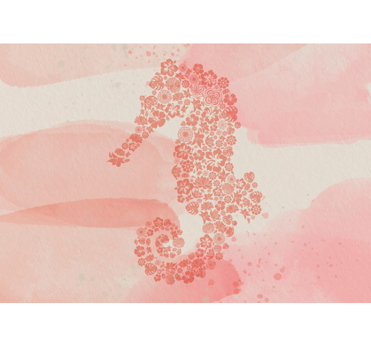Seahorse Floral Shape flower wall mural - TenStickers