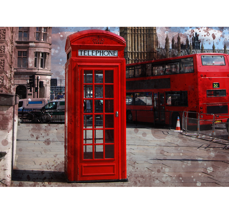Wall mural london iconic red telephone artwork - TenStickers