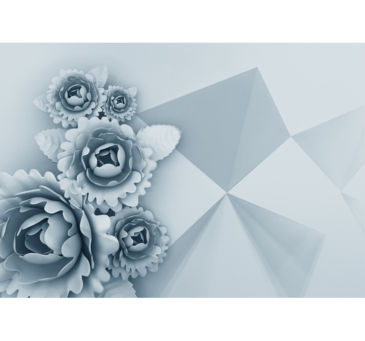 Geometric 3d floral wall mural 3D Wall Mural - TenStickers