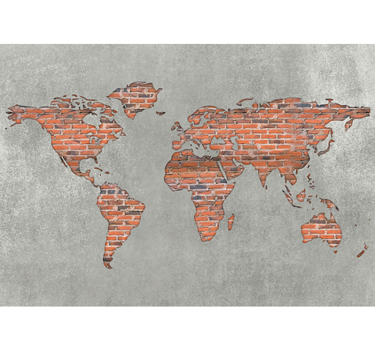Brick effect colorful world map 3D wall mural - TenStickers