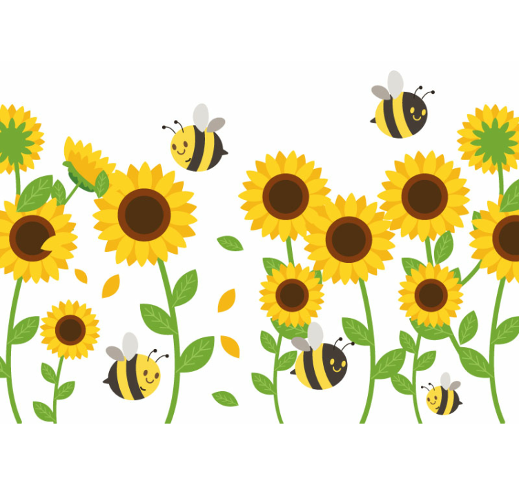 Sunflowers and bees wall mural - TenStickers