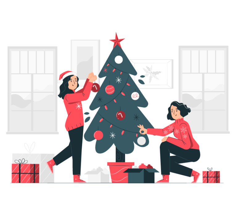 Christmas tree decoration scene wall mural - TenStickers