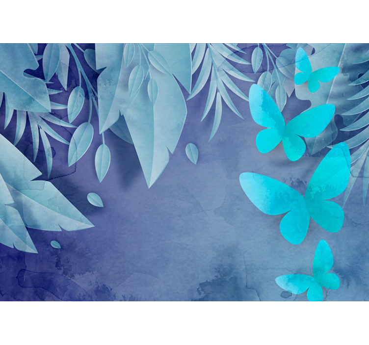 Leafy Butterflies Design wall mural nature - TenStickers