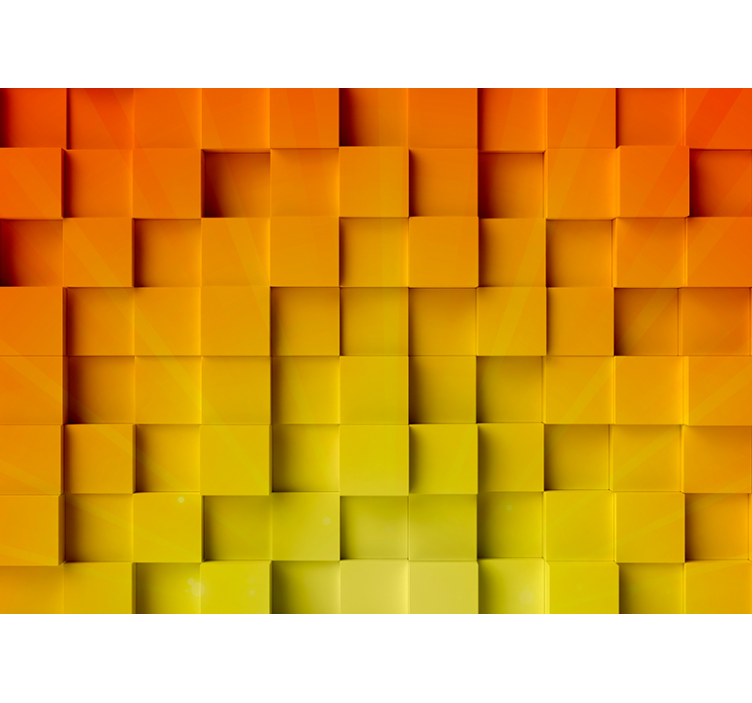 orange geometric mozaic 3d 3D Wall Mural - TenStickers